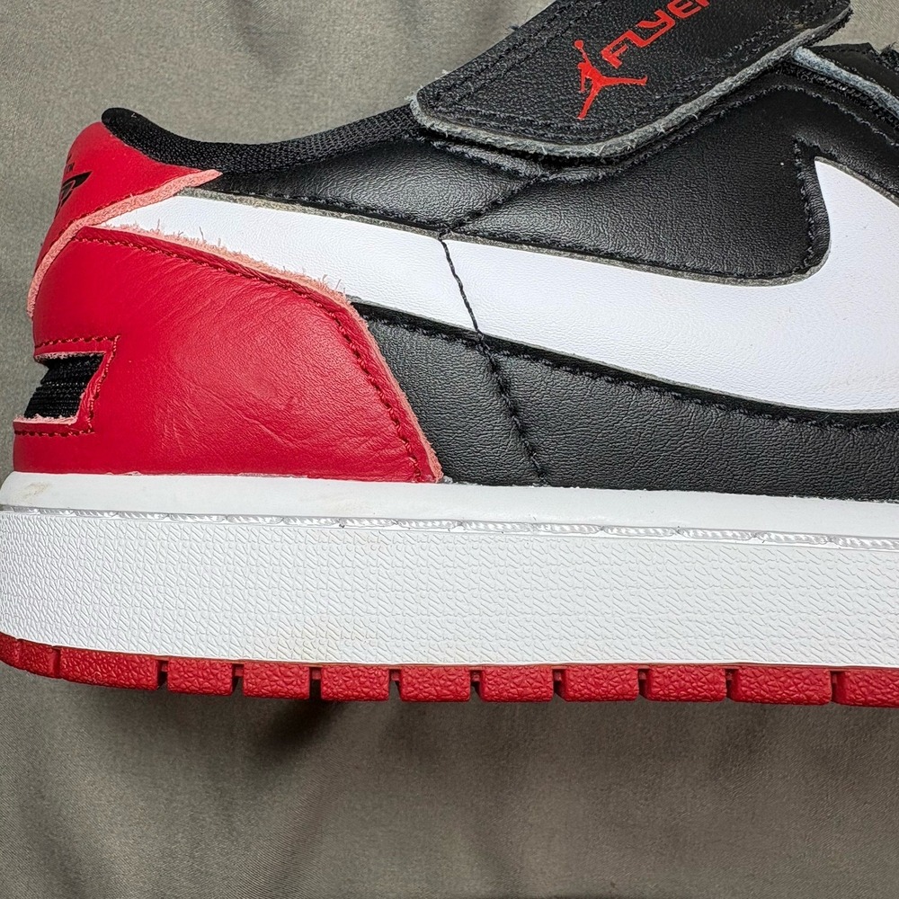 Jordan Air Jordan 1 Low Men's Low Top Leather Lace-Up Basketball Black/Red 10.5 - Picture 10 of 14